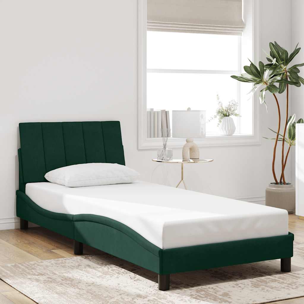 sengeramme uden madras Hanko Mørkegrøn 90x190 cm Fløjl
