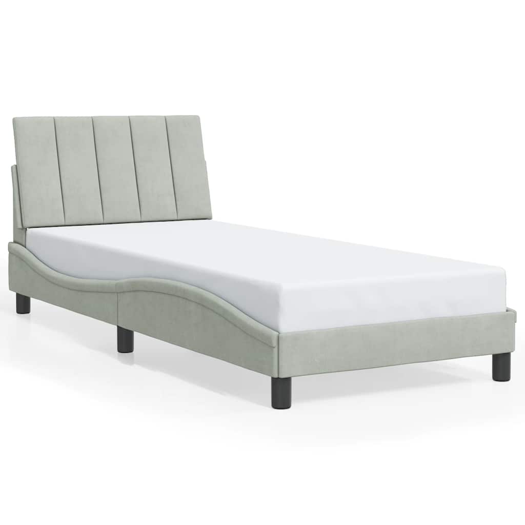 sengeramme uden madras Hanko Lysegrå 90x200 cm Fløjl