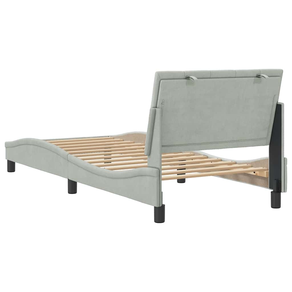 sengeramme uden madras Hanko Lysegrå 90x200 cm Fløjl