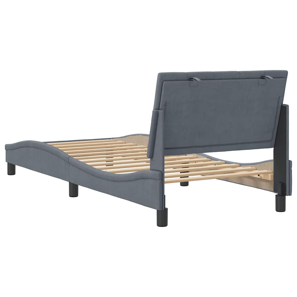 sengeramme uden madras Hanko Mørkegrå 90x200 cm Fløjl