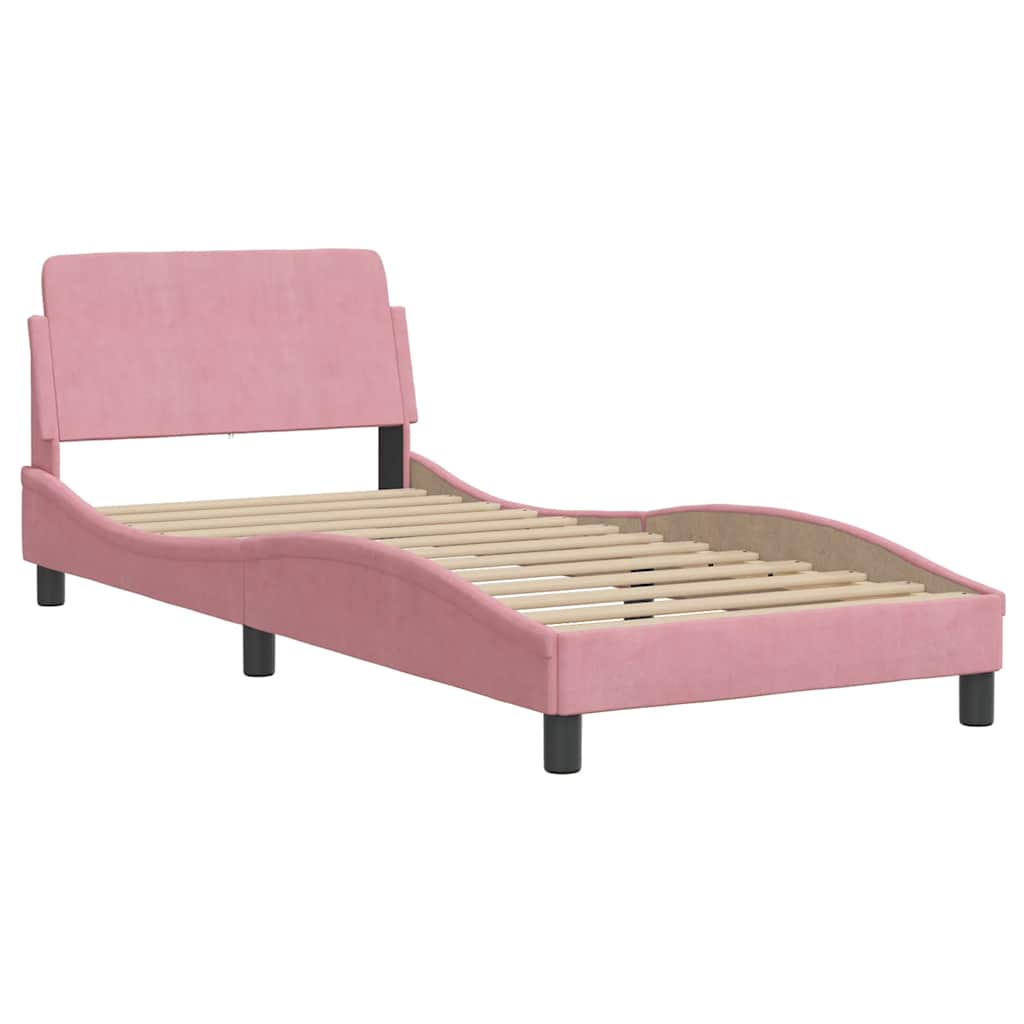 sengeramme uden madras Hanko 90x200 cm fløjl lyserød