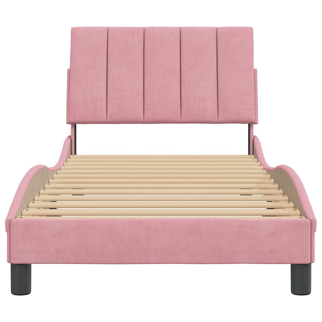 sengeramme uden madras Hanko 90x200 cm fløjl lyserød