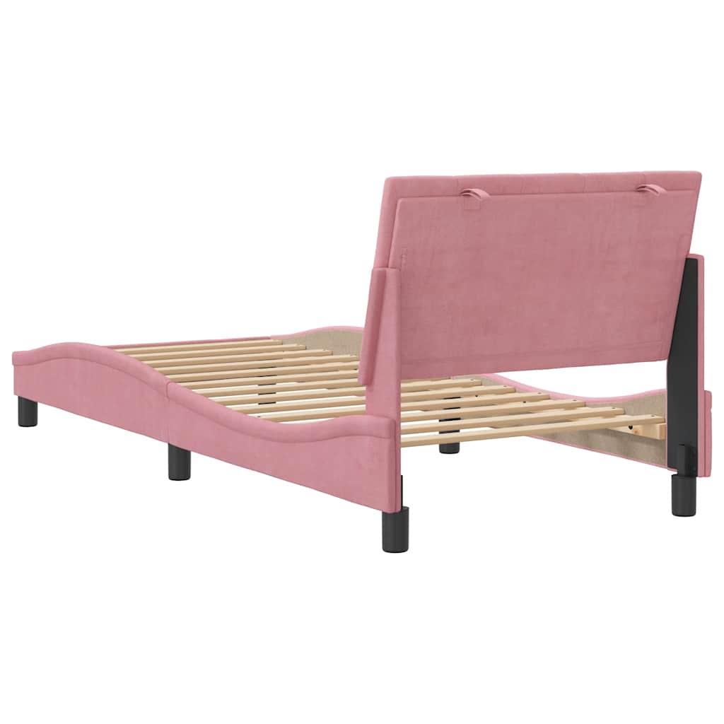 sengeramme uden madras Hanko 90x200 cm fløjl lyserød