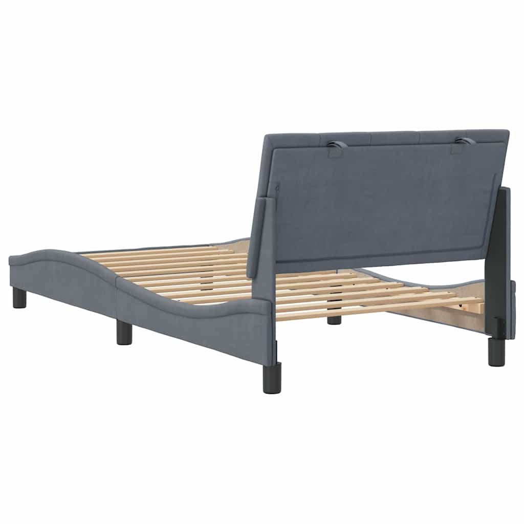 sengeramme uden madras Hanko Mørkegrå 100x200 cm Fløjl