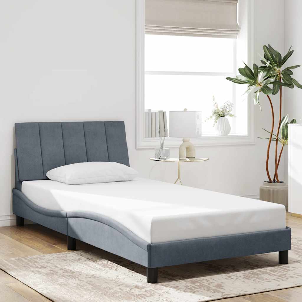 sengeramme uden madras Hanko Mørkegrå 100x200 cm Fløjl