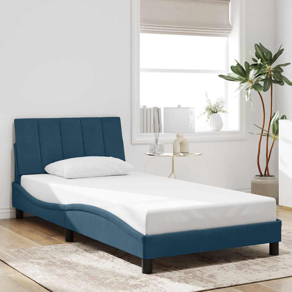 sengeramme uden madras Hanko 100x200 cm fløjl blå