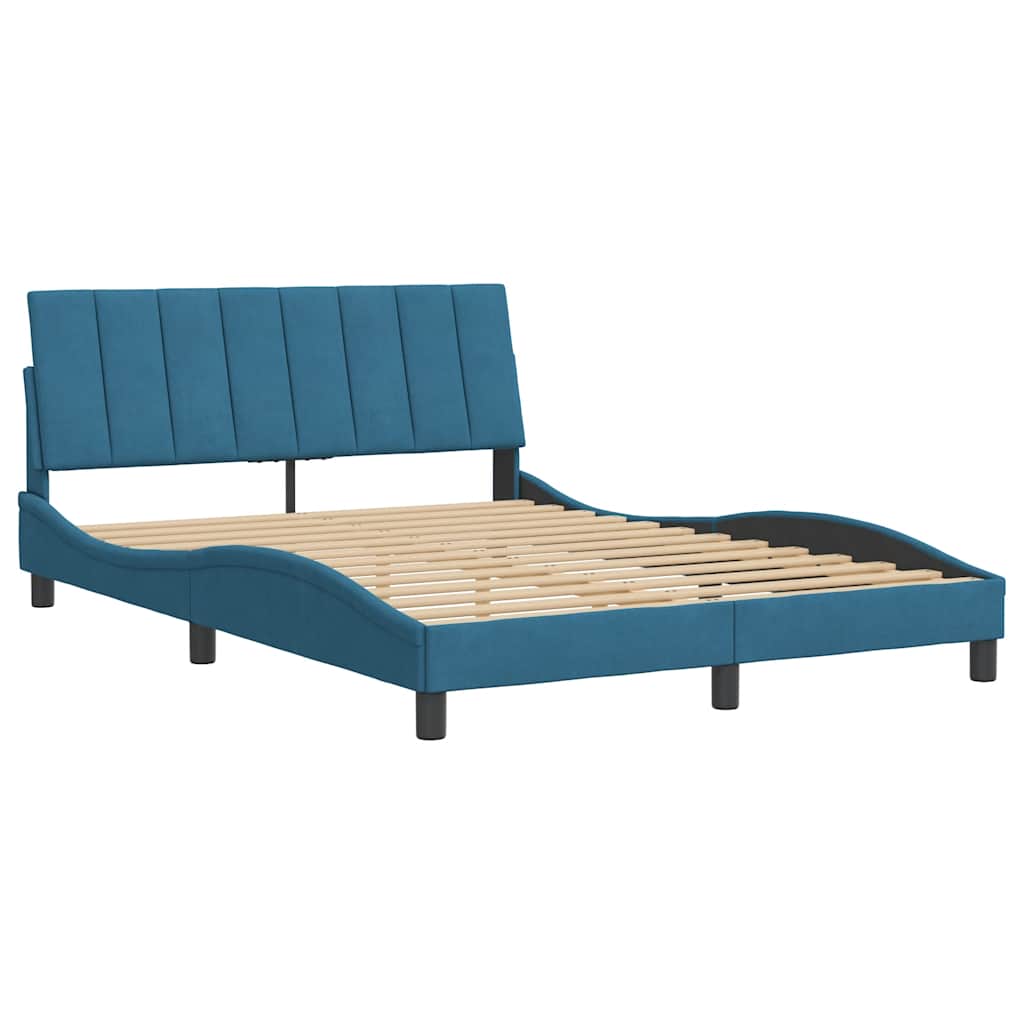 sengeramme uden madras Hanko 140x190 cm velour blå