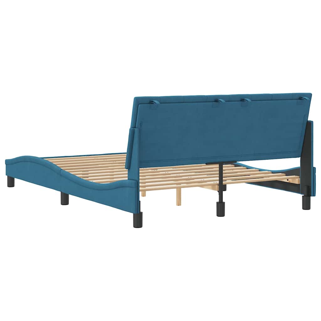 sengeramme uden madras Hanko 140x190 cm velour blå