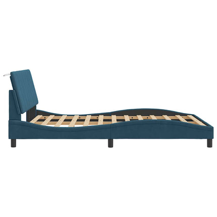 sengeramme uden madras Hanko 140x190 cm velour blå