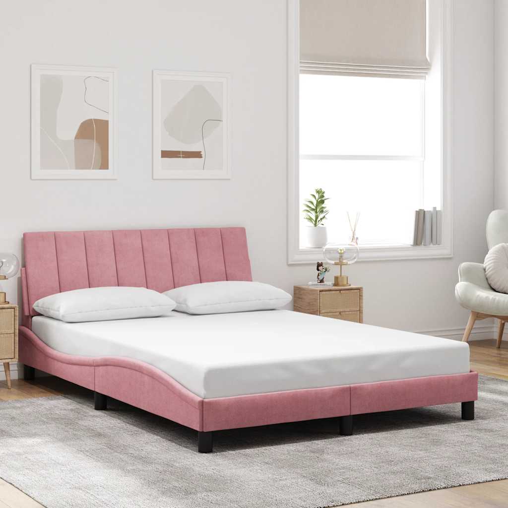 sengeramme uden madras Hanko 140x190 cm fløjl pink