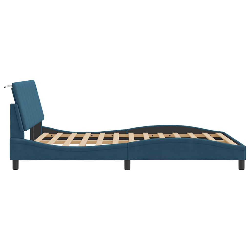 sengeramme uden madras Hanko 140x200 cm velour blå