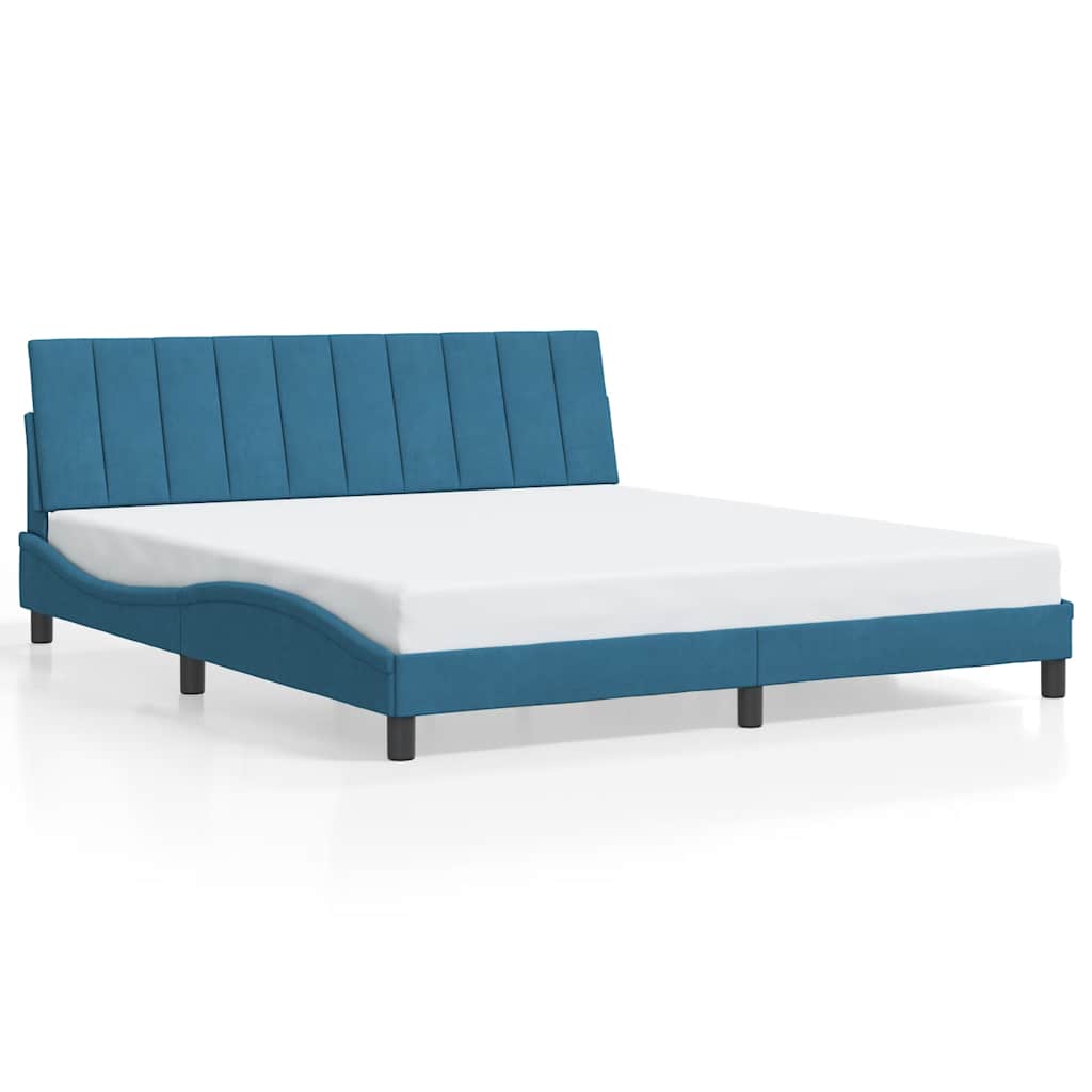sengeramme uden madras Hanko 180x200 cm velour blå