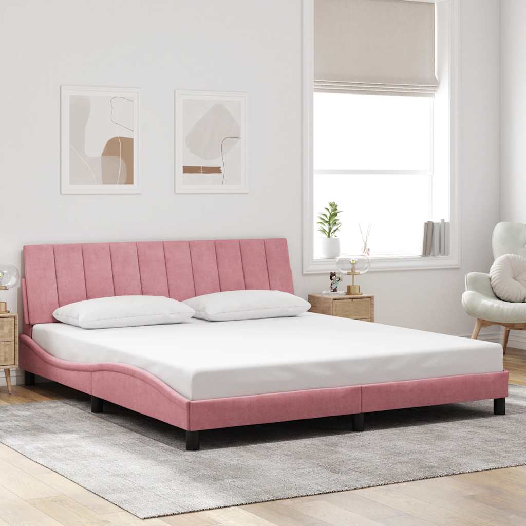 sengeramme uden madras Hanko 180x200 cm fløjl pink