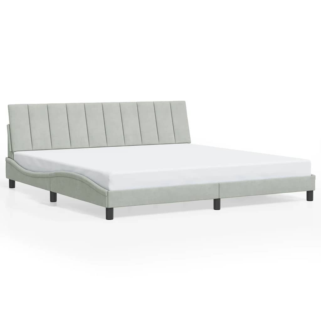 sengeramme uden madras Hanko Lysegrå 200x200 cm Fløjl