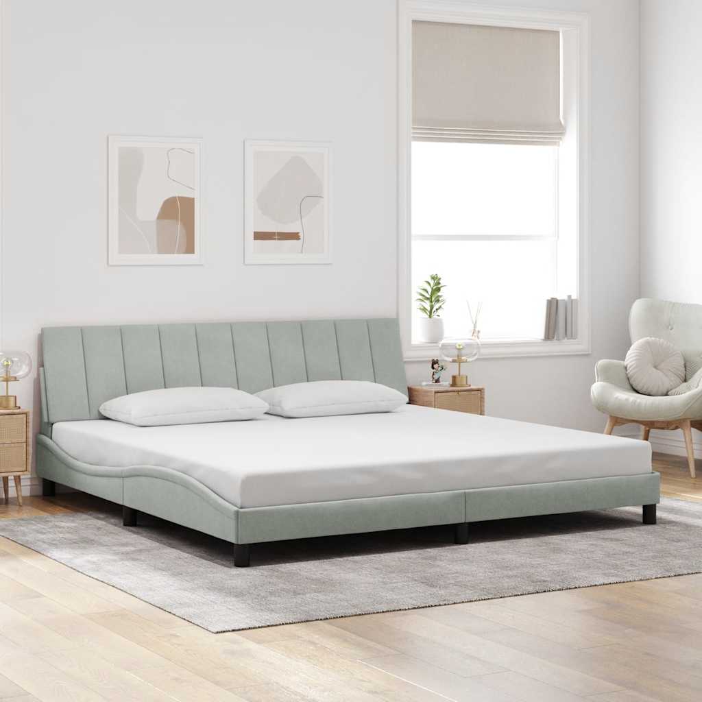 sengeramme uden madras Hanko Lysegrå 200x200 cm Fløjl