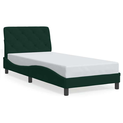 sengeramme uden madras Mørkegrøn 80x200 cm Fløjl
