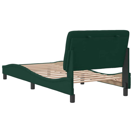 sengeramme uden madras Mørkegrøn 80x200 cm Fløjl