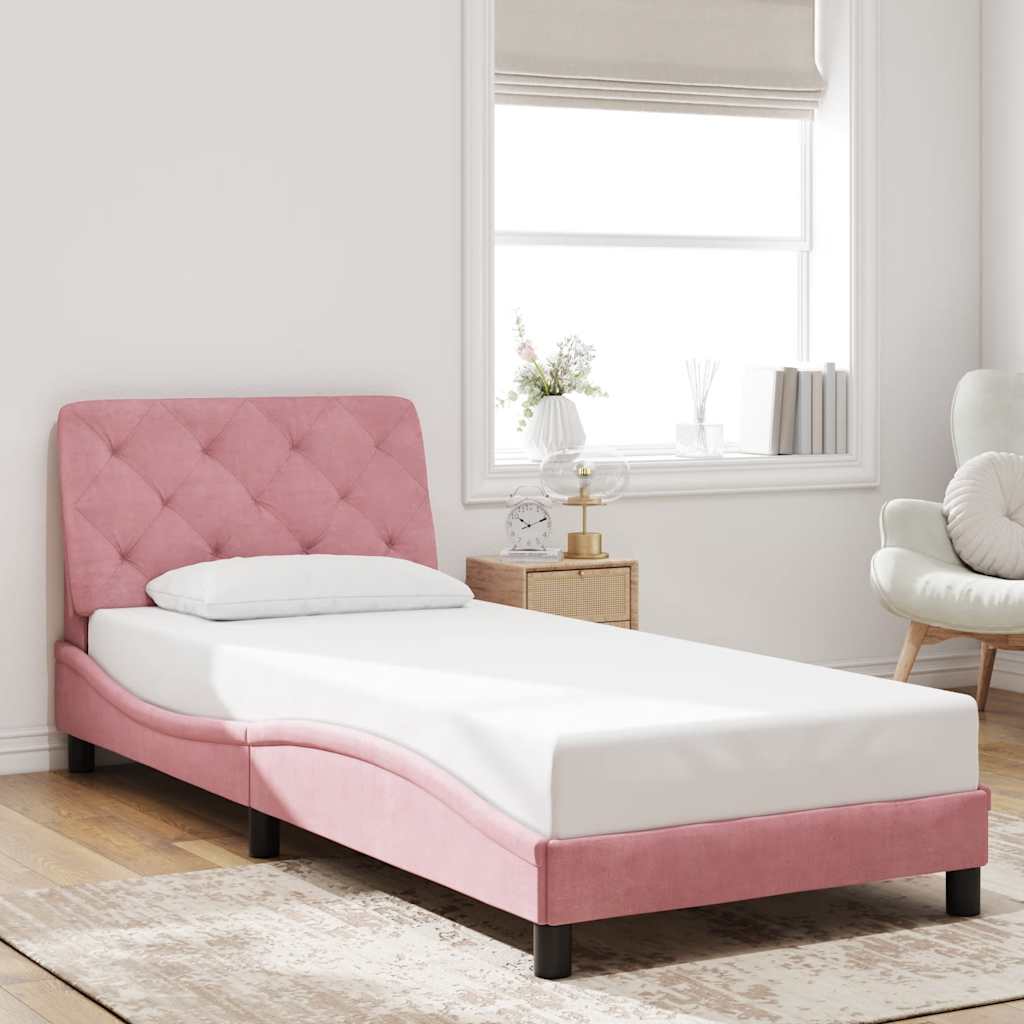 sengeramme uden madras 80x200 cm fløjl lyserød