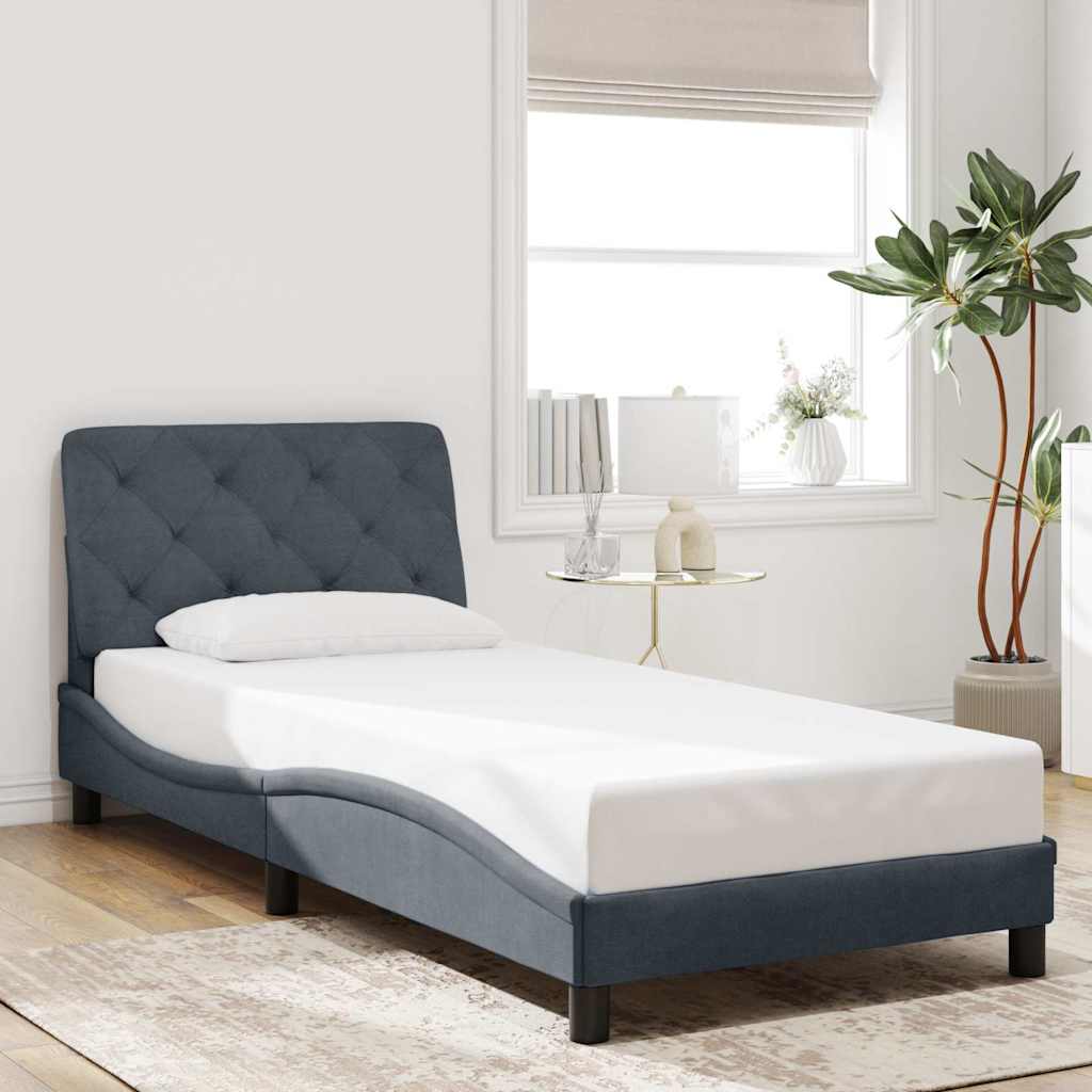 sengeramme uden madras Mørkegrå 90x190 cm Fløjl
