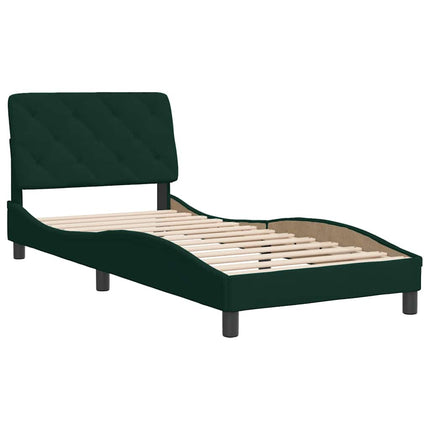 sengeramme uden madras Mørkegrøn 90x190 cm Fløjl