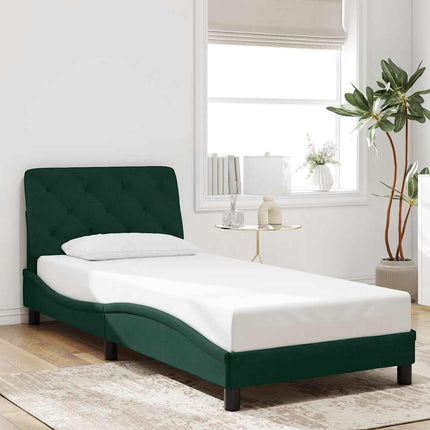 sengeramme uden madras Mørkegrøn 90x190 cm Fløjl