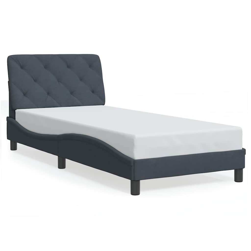 sengeramme uden madras Mørkegrå 90x200 cm Fløjl