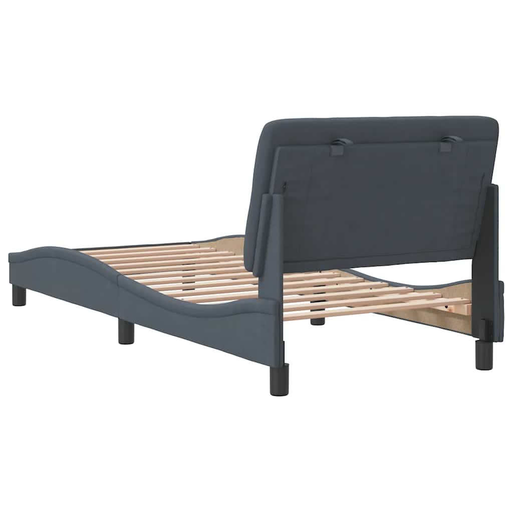 sengeramme uden madras Mørkegrå 90x200 cm Fløjl