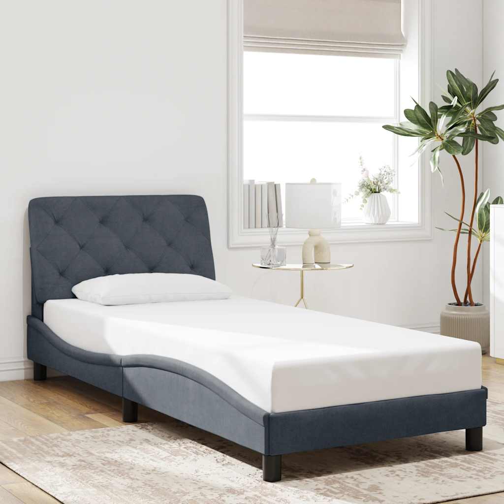 sengeramme uden madras Mørkegrå 90x200 cm Fløjl