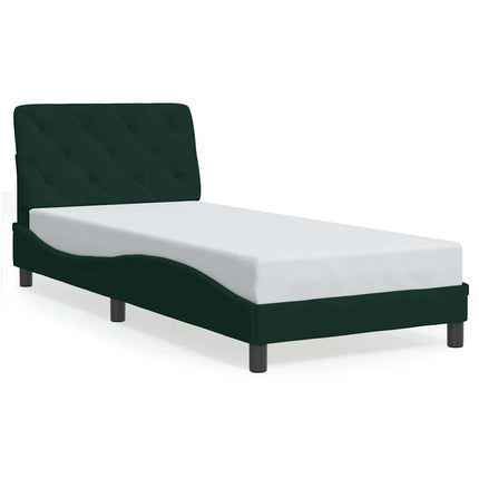sengeramme uden madras Mørkegrøn 90x200 cm Fløjl