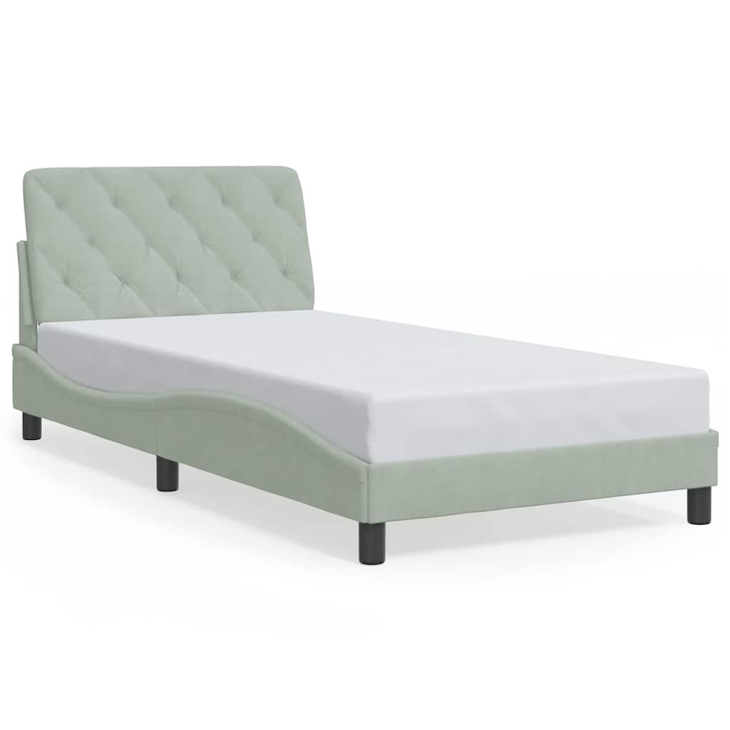 sengeramme uden madras Lysegrå 100x200 cm Fløjl