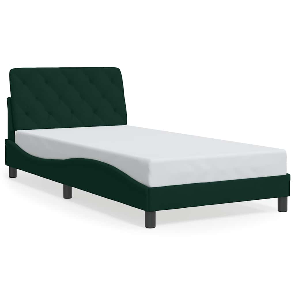 sengeramme uden madras Mørkegrøn 100x200 cm Fløjl