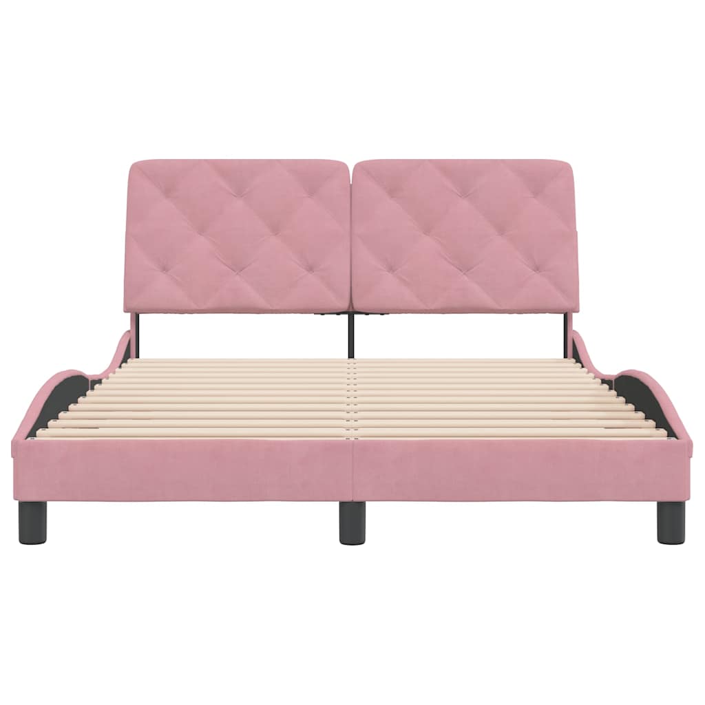 sengeramme uden madras 140x190 cm fløjl pink