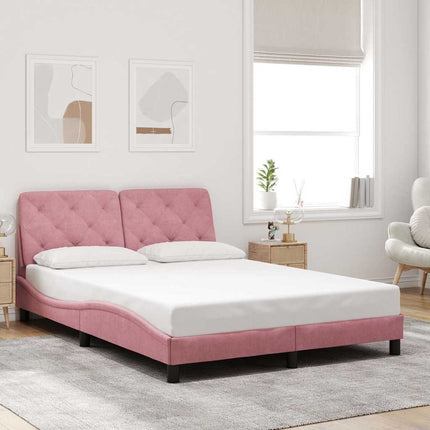 sengeramme uden madras 140x190 cm fløjl pink