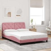 sengeramme uden madras 140x190 cm fløjl pink