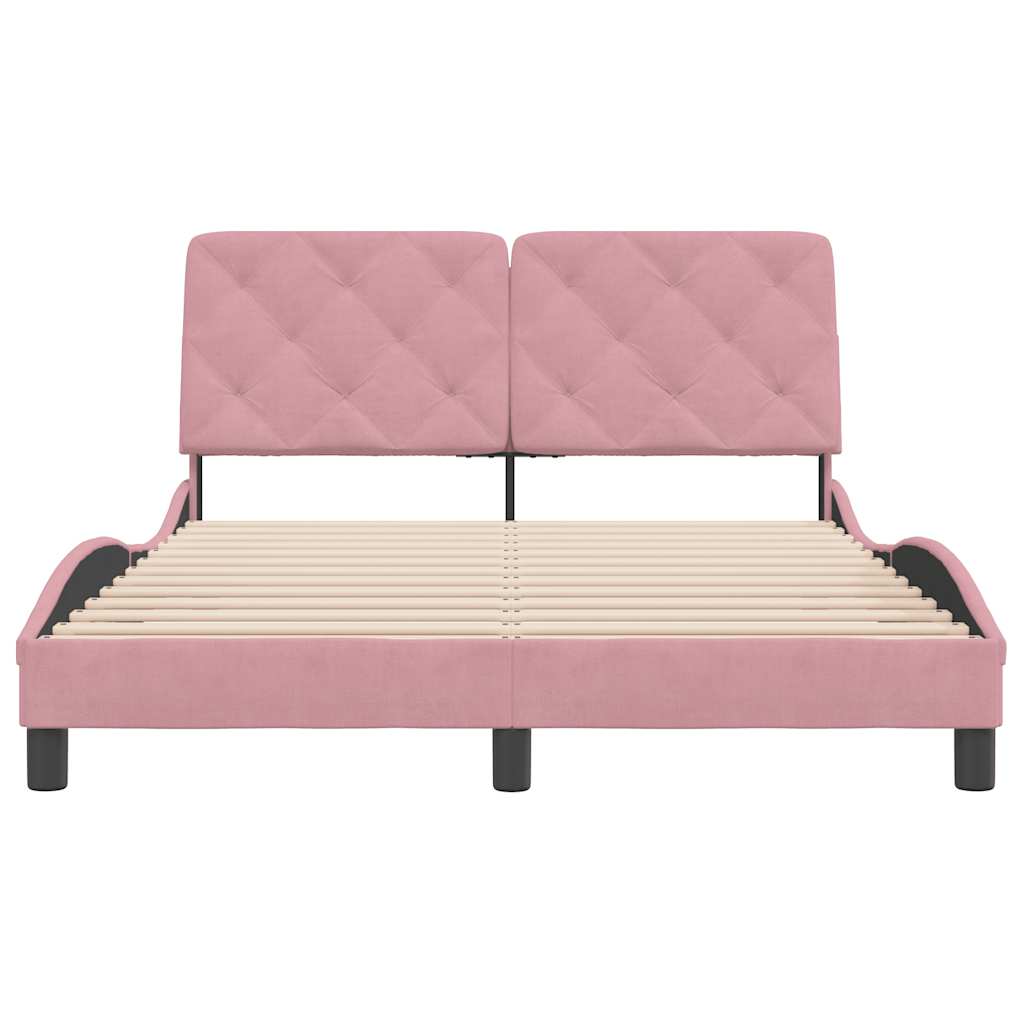 sengeramme uden madras 140x200 cm fløjl pink