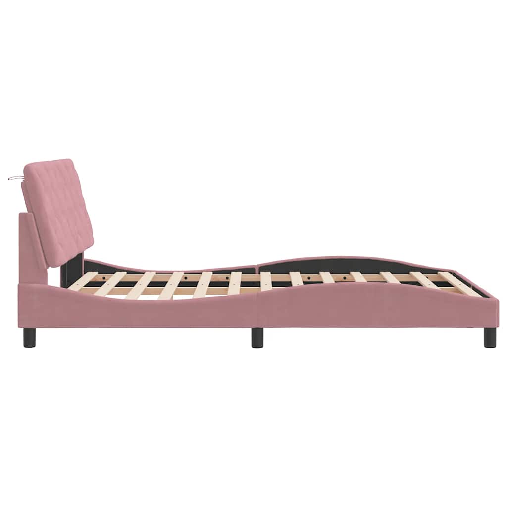 sengeramme uden madras 140x200 cm fløjl pink
