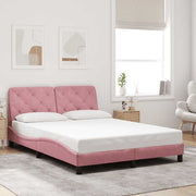 sengeramme uden madras 140x200 cm fløjl pink
