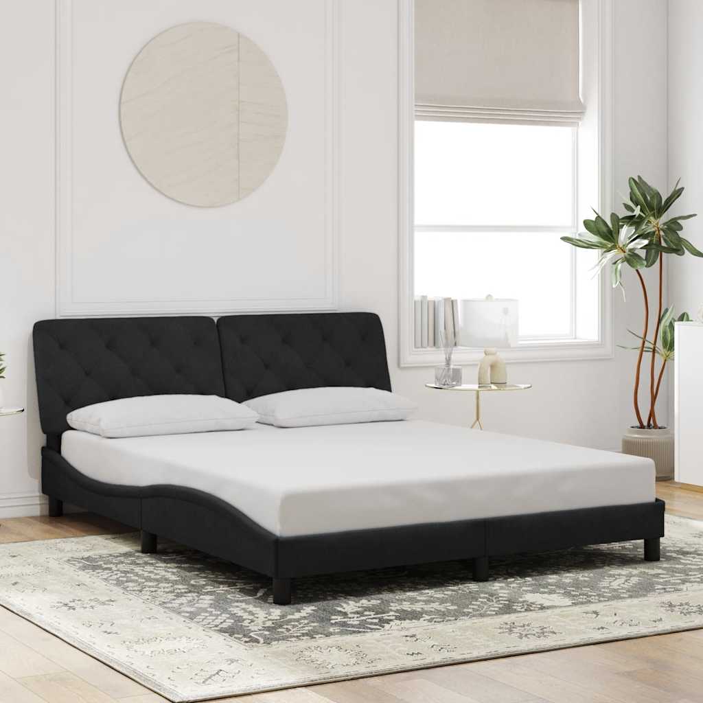 sengeramme uden madras Sort 160x200 cm Fløjl