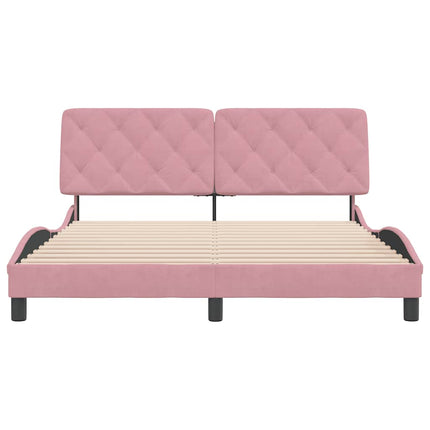 sengeramme uden madras 160x200 cm fløjl pink