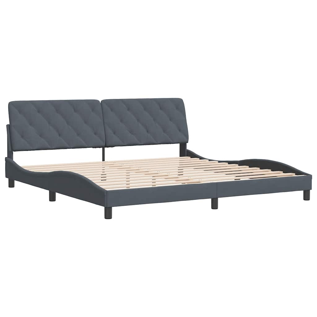 sengeramme uden madras Mørkegrå 200x200 cm Fløjl