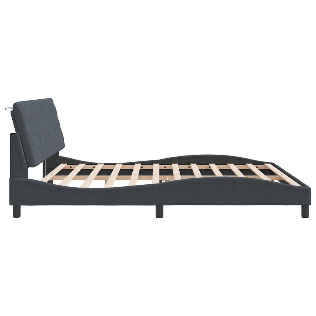 sengeramme uden madras Mørkegrå 200x200 cm Fløjl