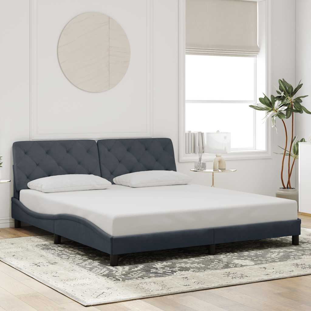 sengeramme uden madras Mørkegrå 200x200 cm Fløjl