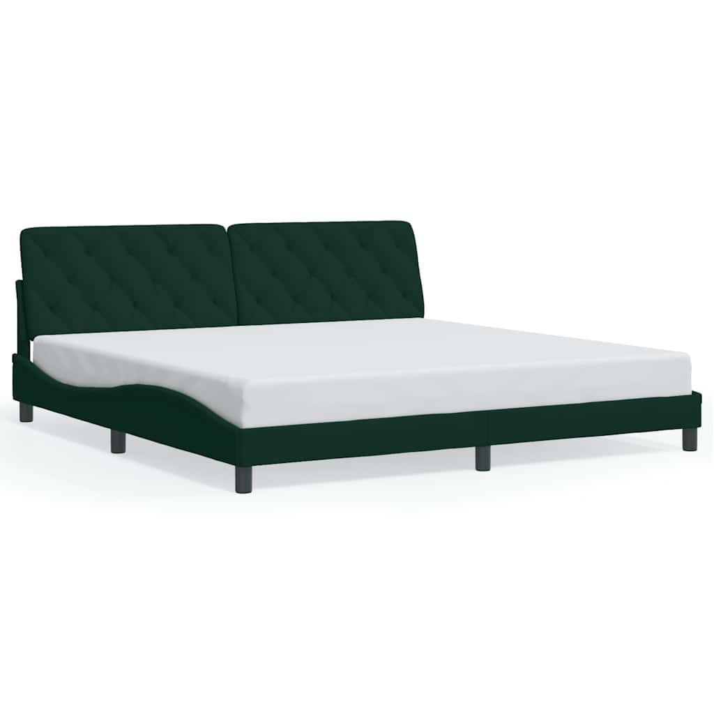sengeramme uden madras Mørkegrøn 200x200 cm Fløjl
