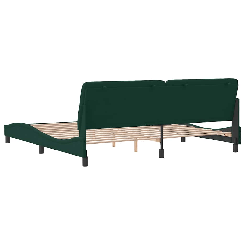 sengeramme uden madras Mørkegrøn 200x200 cm Fløjl