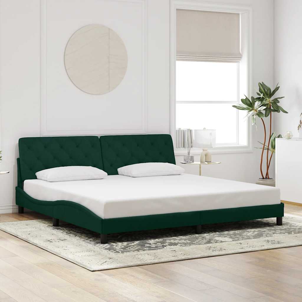 sengeramme uden madras Mørkegrøn 200x200 cm Fløjl