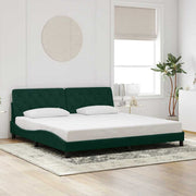 sengeramme uden madras Mørkegrøn 200x200 cm Fløjl