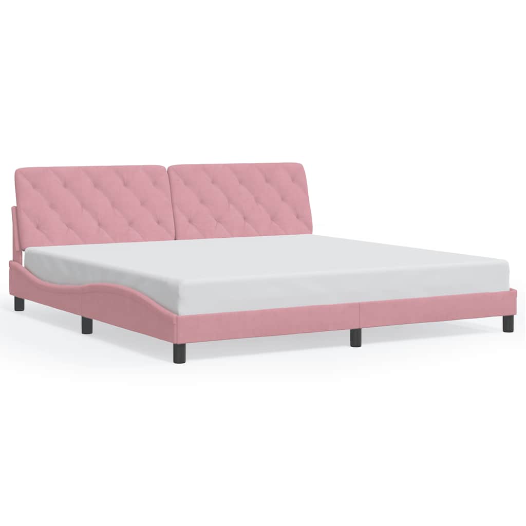 sengeramme uden madras 200x200 cm fløjl pink
