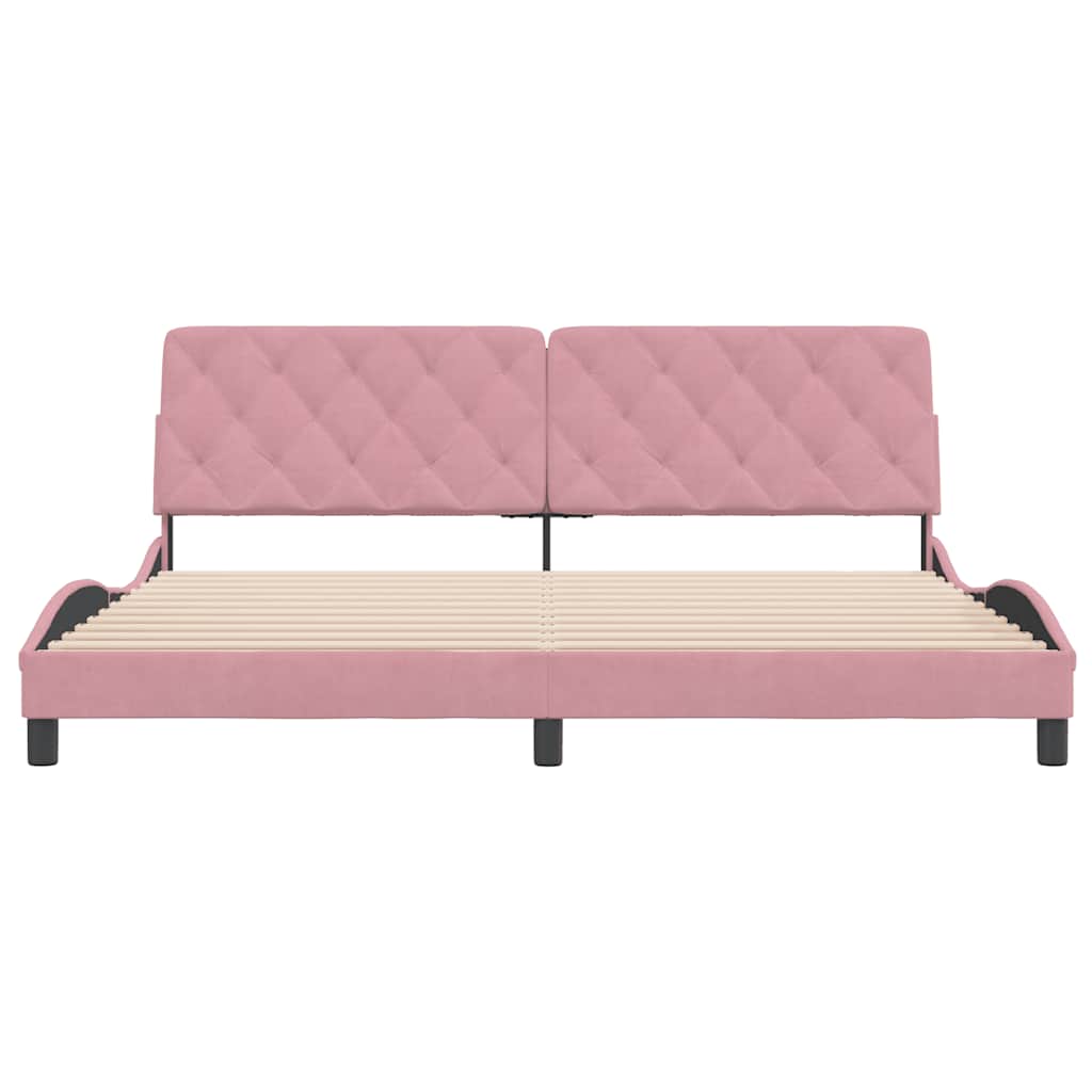 sengeramme uden madras 200x200 cm fløjl pink