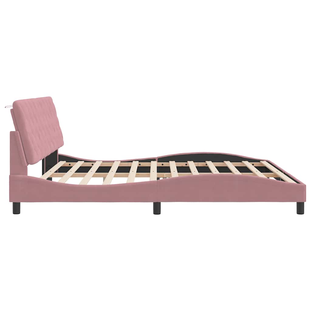 sengeramme uden madras 200x200 cm fløjl pink
