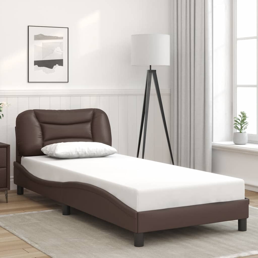 sengeramme uden madras Hvar 90x190 cm kunstlæder brun